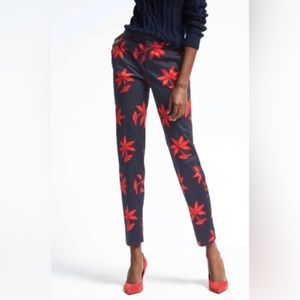 BANANA REPUBLIC RYAN FLORAL SATEEN PANTS - SLEEK MODERN FIT - STRETCH - SIZE 8